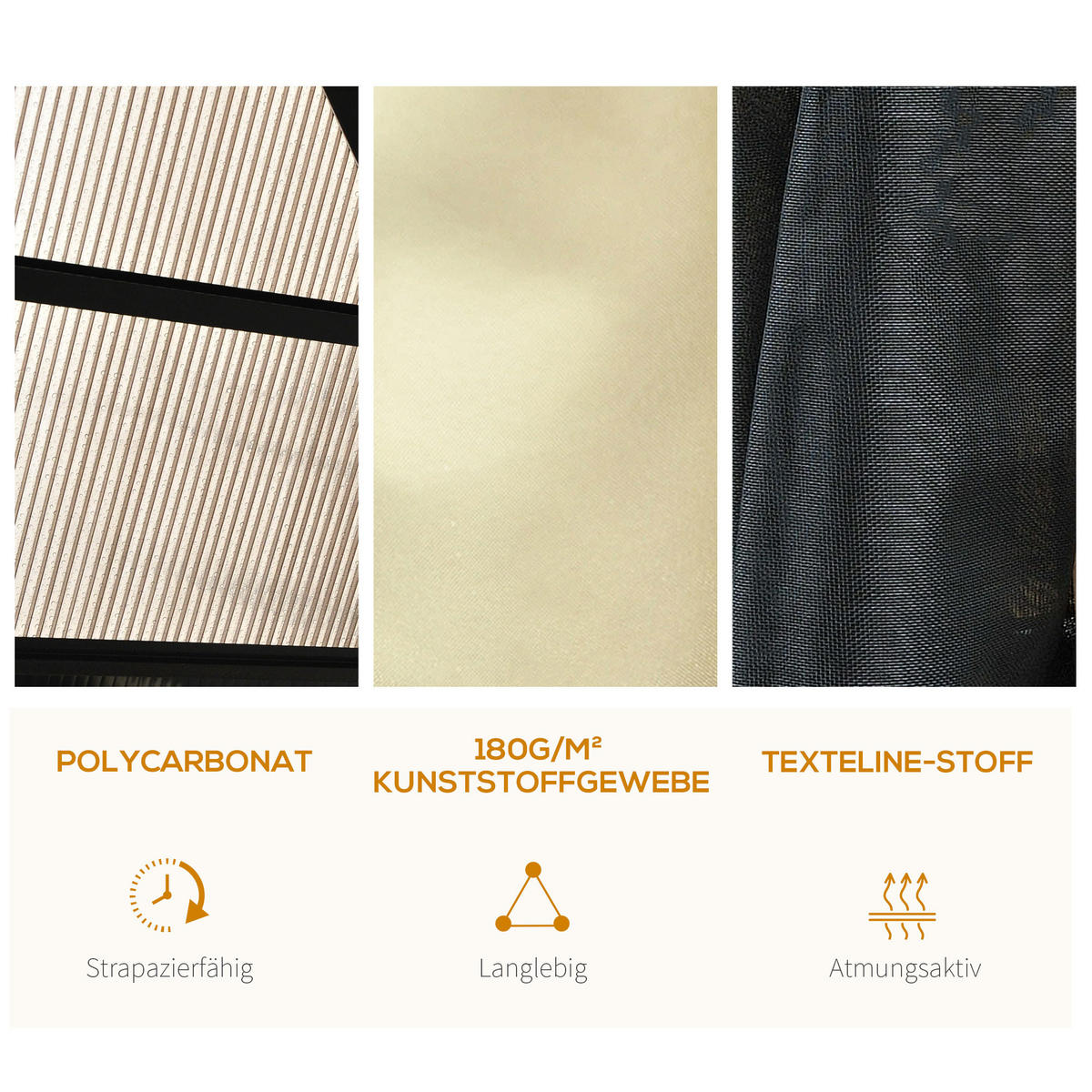 PAVILLON, Schwarz+Braun+Beige, Polyestergewebe(außen), Moskitonetz(innen) - Schwarz, Kunststoff (360/275/420cm) - Outsunny
