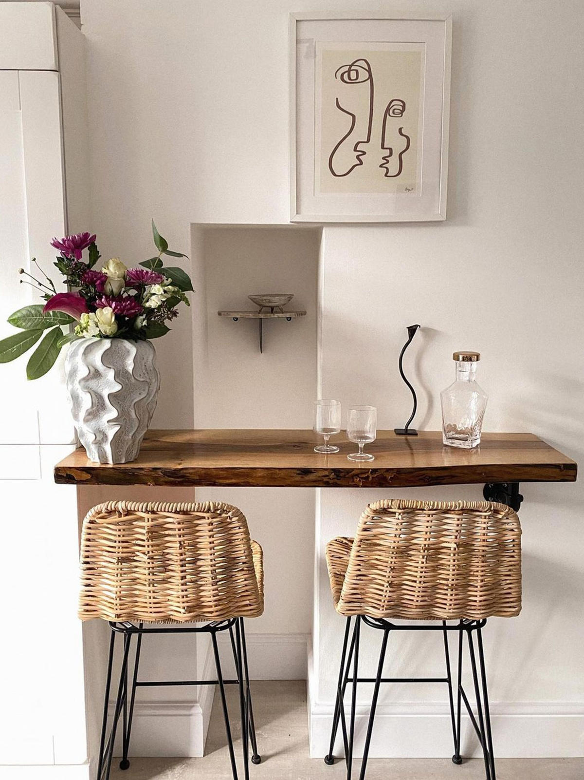 SCAUN DE BAR set de 2 ratan bej Cassita - bej, materiale naturale/metal (43/103/47cm) - Beliani