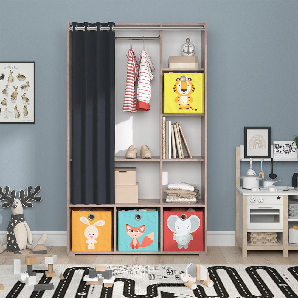 KINDERKLEIDERSCHRANK Luigi Sonoma 105.8 x 178.1 cm Mit Faltboxen (bunt) - Multicolor/Sonoma Eiche, Holzwerkstoff (105.8/178.1/38cm) - Vicco