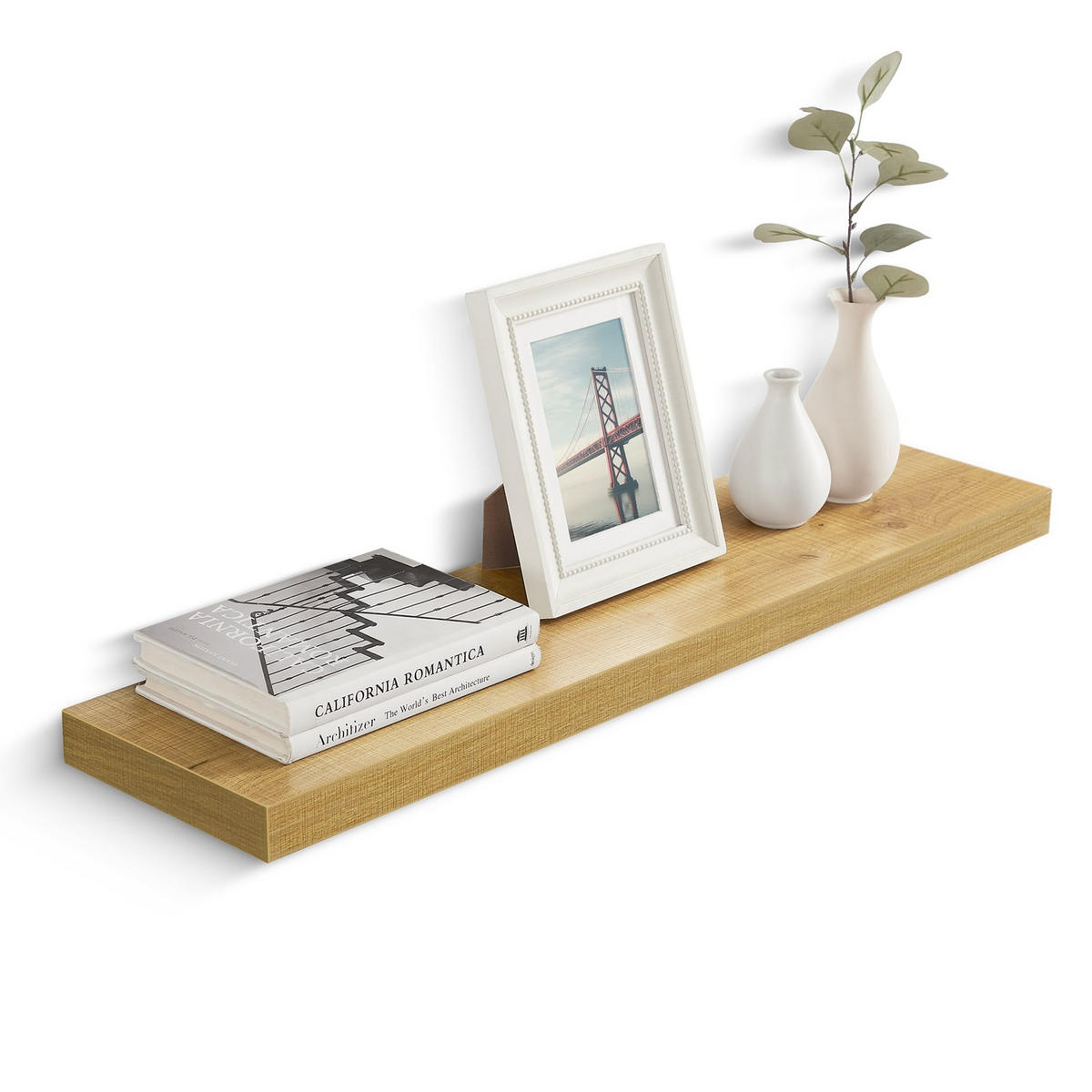 WANDREGAL Holzoptik Honigbraun schwebend 80x20x4 cm - Honig, Holzwerkstoff/Metall (20/3.8/80cm) - Begryf