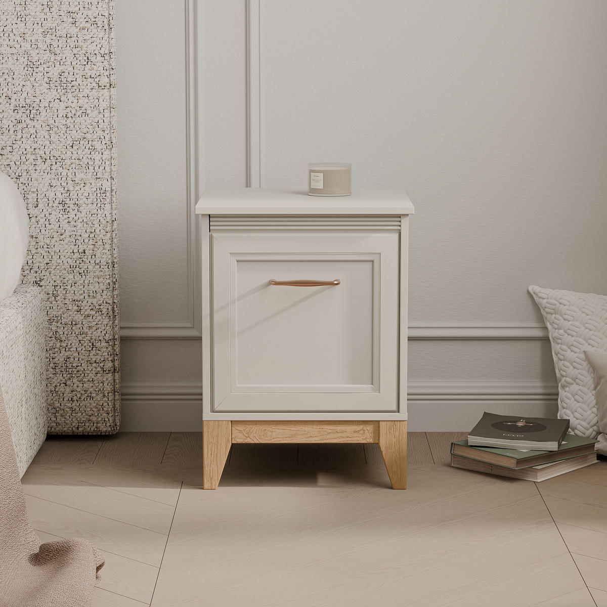 NACHTSCHRANK DIUNA 45/41/62 cm, Kaschmir - Kaschmir, Holzwerkstoff/Metall (45/62/40.5cm) - Idohome