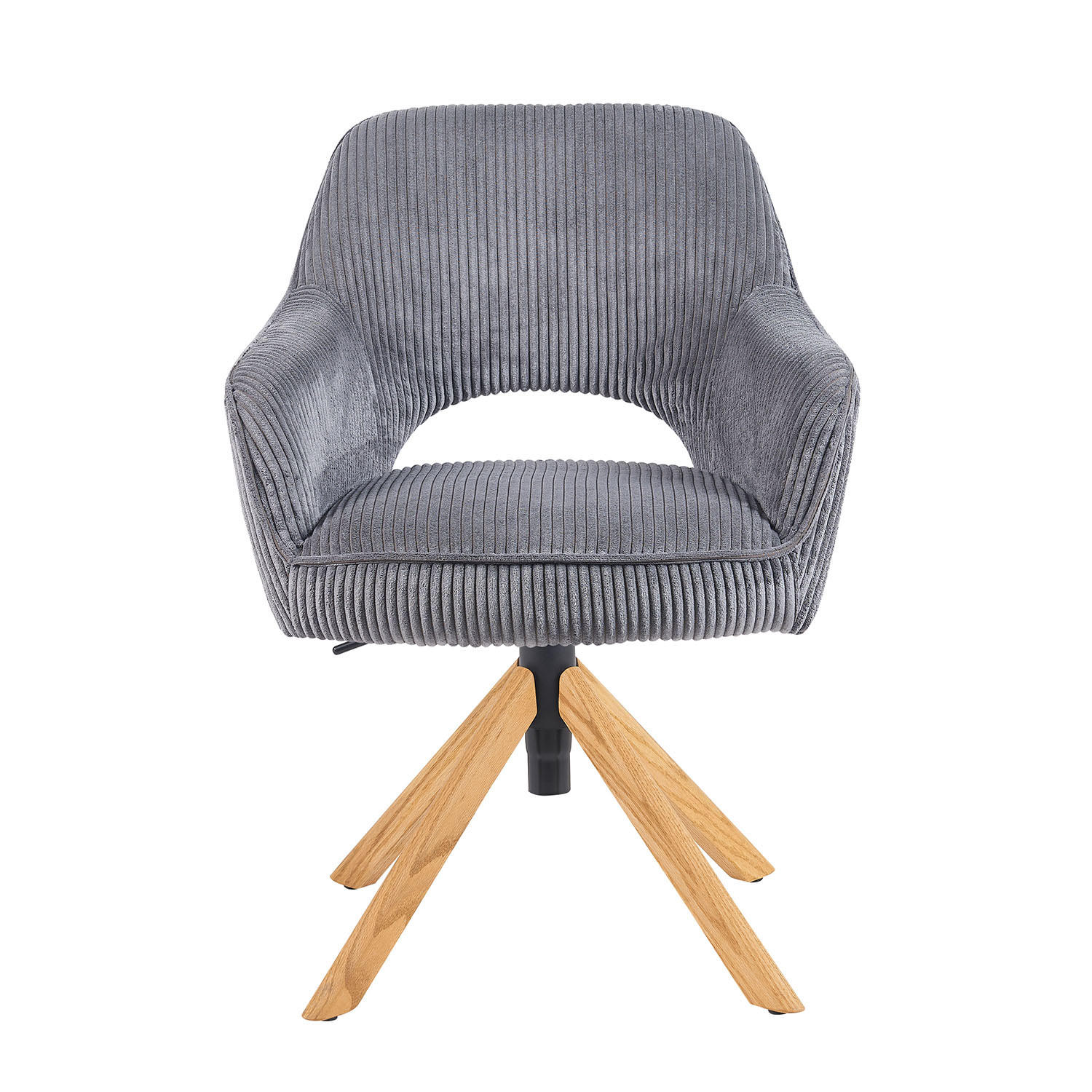 BÜROSTUHL Mika-Amia - Honigeiche/Grau, Eichenholz/Holz (60/88/65cm) - DUBI Möbel