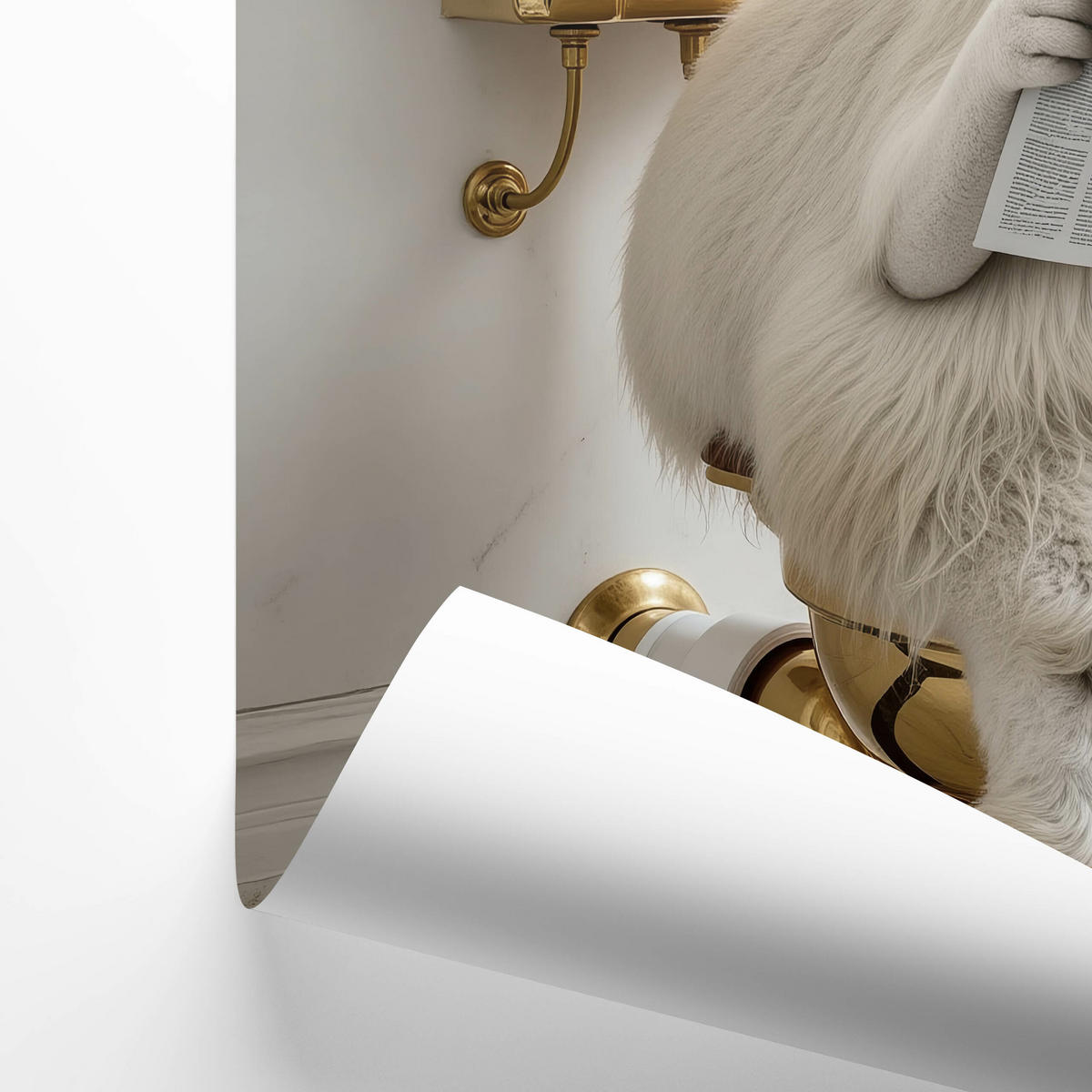 POSTER für Badezimmer WC LAMA mit Zeitung auf Toilette Glamour Abstraktion 50x70cm - Gelb/Beige, Papier (50/70/70cm) - Muralo