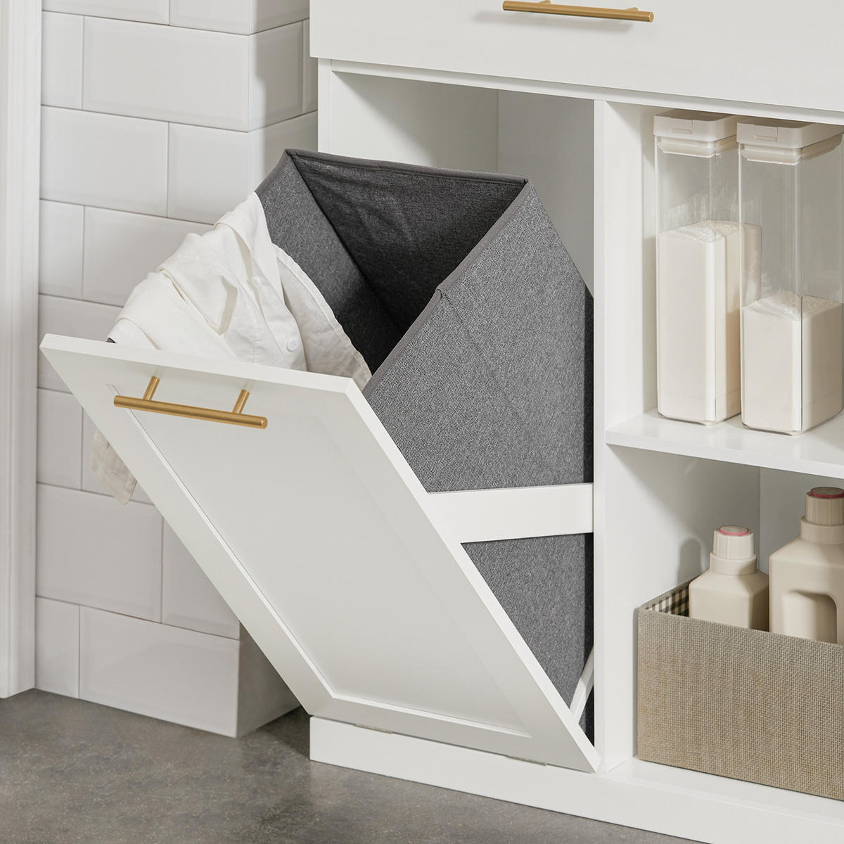WÄSCHESCHRANK Weiß - Weiß, Holzwerkstoff (66/95/37cm) - SoBuy