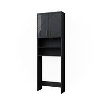 WASCHMASCHINENSCHRANK Irma Anthrazit 64 x 190.5 cm - Schwarz Hochglanz/Anthrazit, Holzwerkstoff (64/190.5/26cm) - Vicco