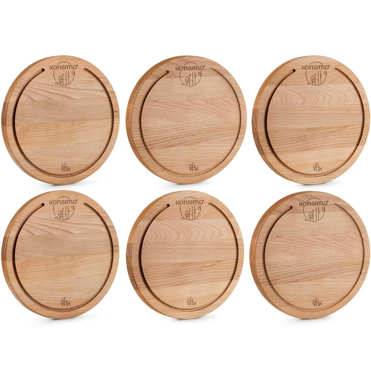 SCHNEIDEBRETT Holz Buche geölt LESTE 6-tlg - Buchefarben, Holz (25/25cm) - KONSIMO®
