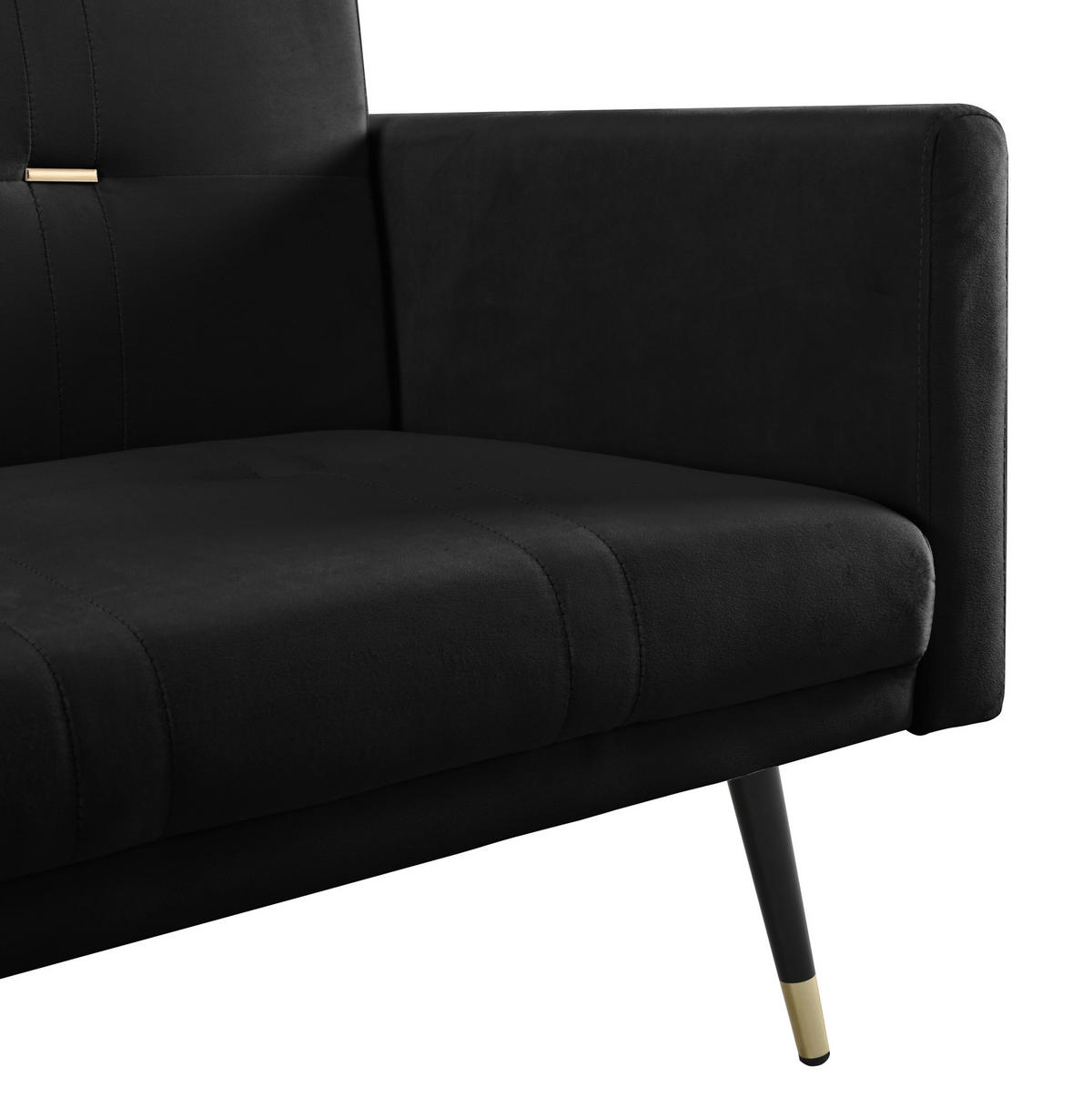 SCHLAFSOFA aus Samt in Schwarz mit verstellbaren Rückenlehnen - Schwarz, Textil (164/70/89cm) - Modfu