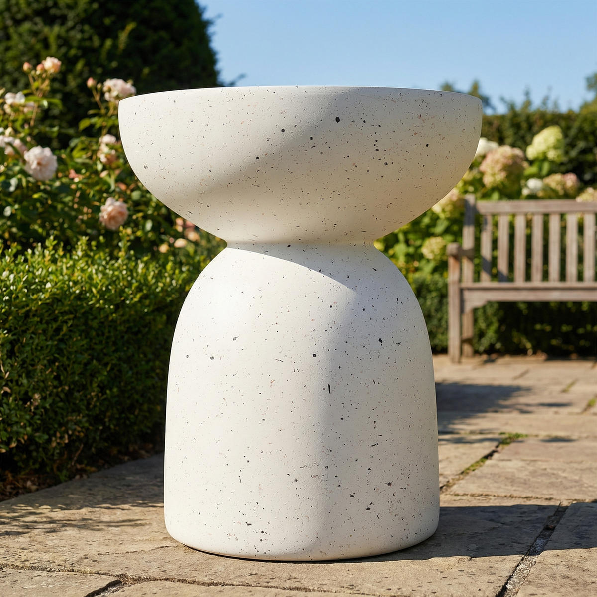 BEISTELLTISCH, MgO, Indoor/Outdoor, Terrazzo Weiß - Weiß, Naturmaterialien (45/45/52.5cm) - FLIEKS