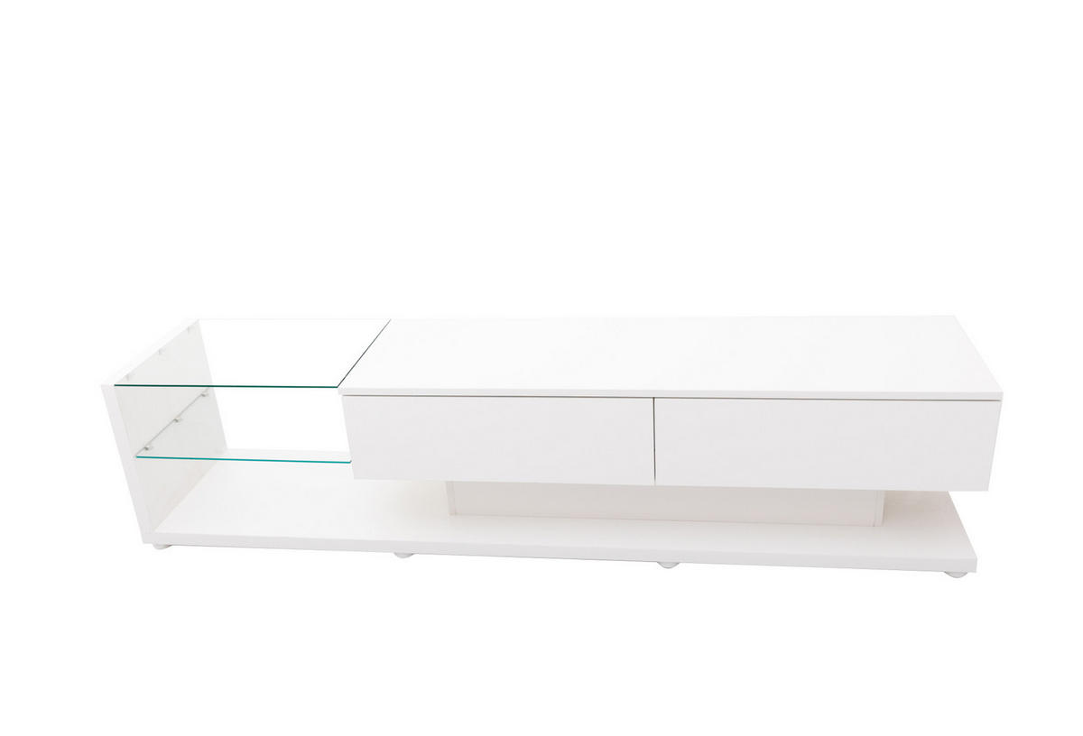 LOWBOARD 170/36/38 cm aus Spanplatte mit Hochglanzfront und variabler LED-Beleuchtung Weiß - Weiß, Holzwerkstoff (170/38/36cm) - Modenvie