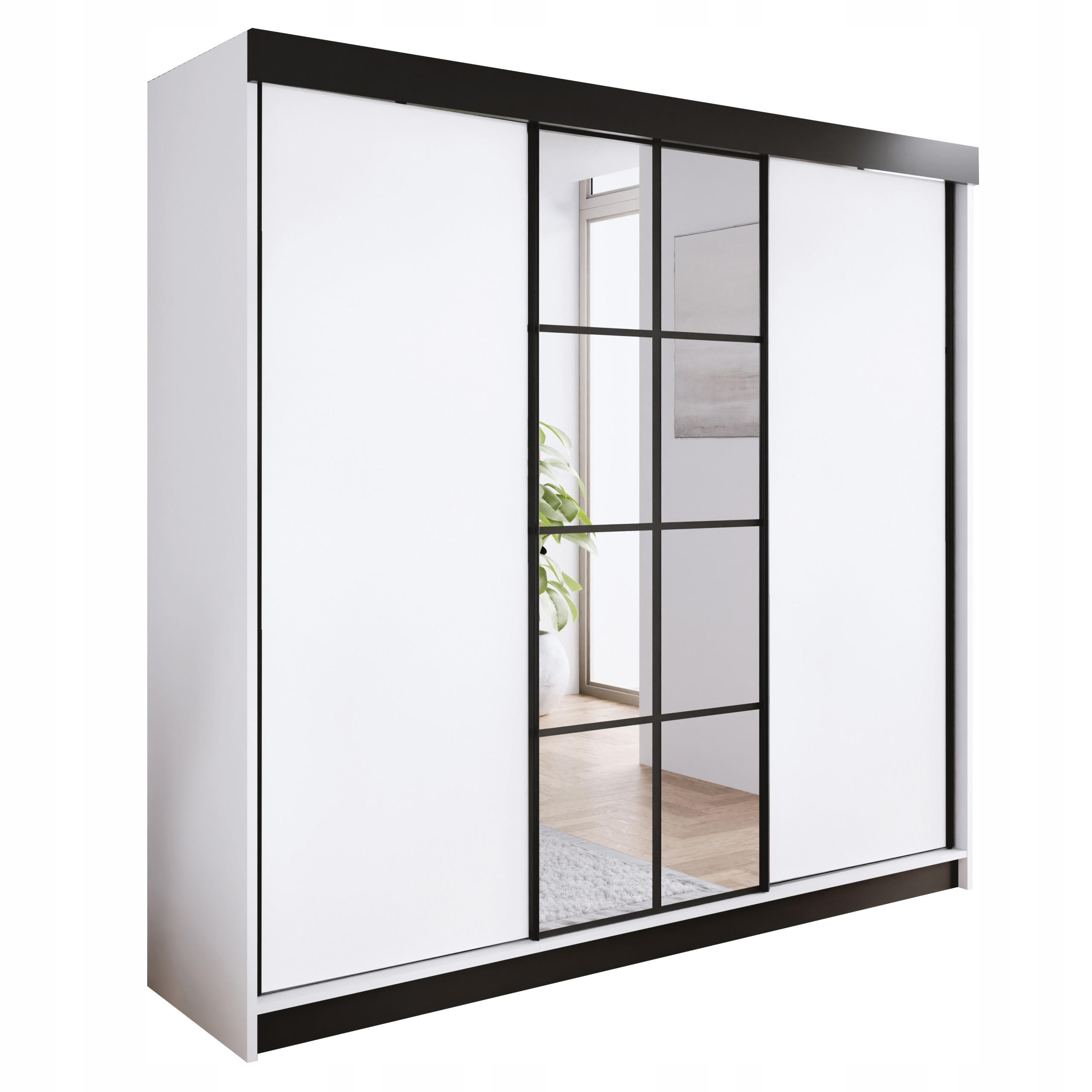 Kier Furniture POSUVNÁ ŠATNÍ SKŘÍŇ ARI 1 se zrcadlem 250 - Bílá