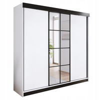 POSUVNÁ ŠATNÍ SKŘÍŇ ARI 1 se zrcadlem 250 - Bílá - bílá, kompozitní dřevo (250/200/62cm) - Kier Furniture