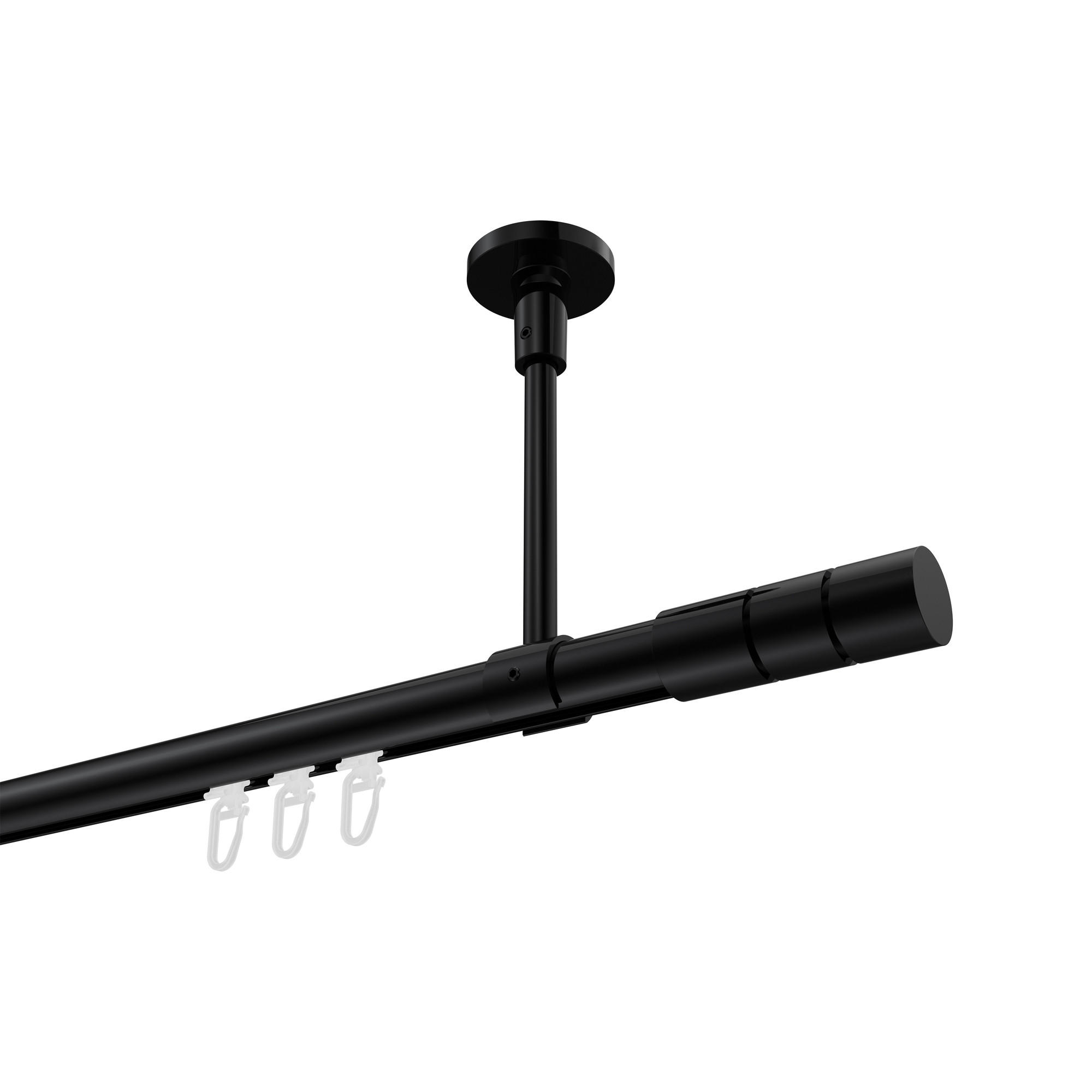 GARDINENSTANGE INNENLAUF Sonette Elanto 280 cm (geteilt in 2 x 140 cm), 1-läufig, 20 mm Ø Schwarz - Schwarz, Metall (280cm) - INTERDECO