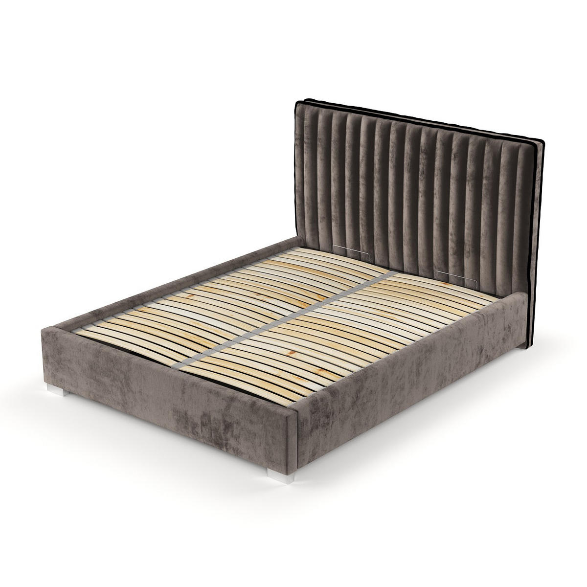 POLSTERBETT Breeze Braun 120/200 cm im Chenille-Stoff - Silberfarben/Naturfarben, Holz/Holzwerkstoff (120/200cm) - Maison de Reve