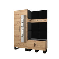 GARDEROBEN-SET 196/158/45,6 - Dunkelgrau/Schwarz, Holz/Kunststoff (158/196/45.6cm) - Abiks Möbel