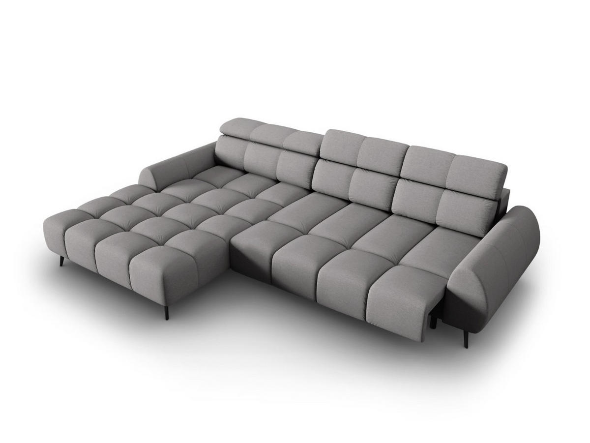 ELEKTRISCHES-ECKSOFA links Alyse aus strukturiertem Stoff hellgrau 5 Sitzplätze - Hellgrau, Textil (188/295cm) - Micadoni