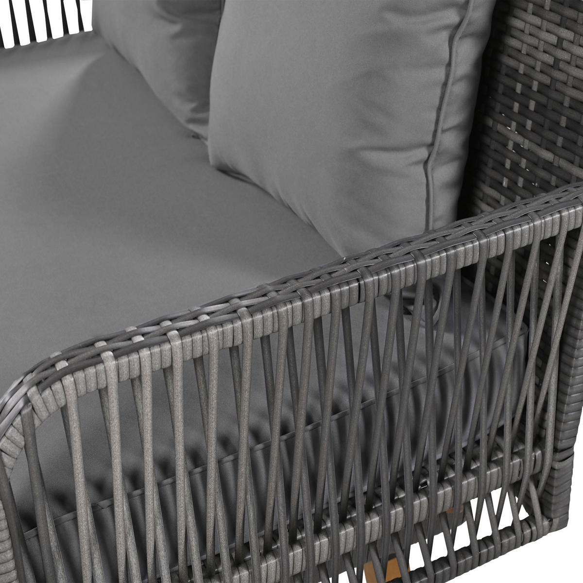 HOLLYWOODSCHAUKELL 2-Sitzer Grau Rattan Mit Waschbaren Kissen - Grau, Naturmaterialien (54/53/114cm) - FLIEKS