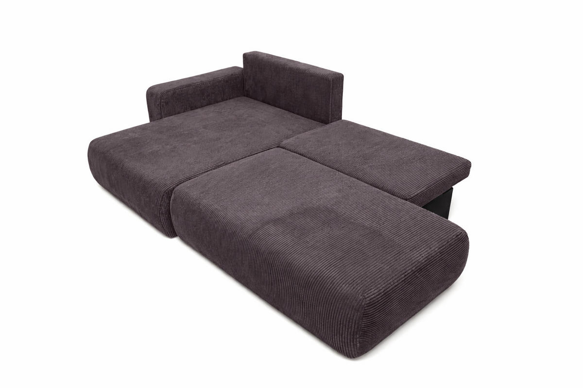 ECKSOFA Mit Schlaffunktion Und Bettkasten, Cordstoff Poso, Dunkelgrau, Links, OPEN XL - Dunkelgrau, Holz (262/145cm) - Kaiser Möbel