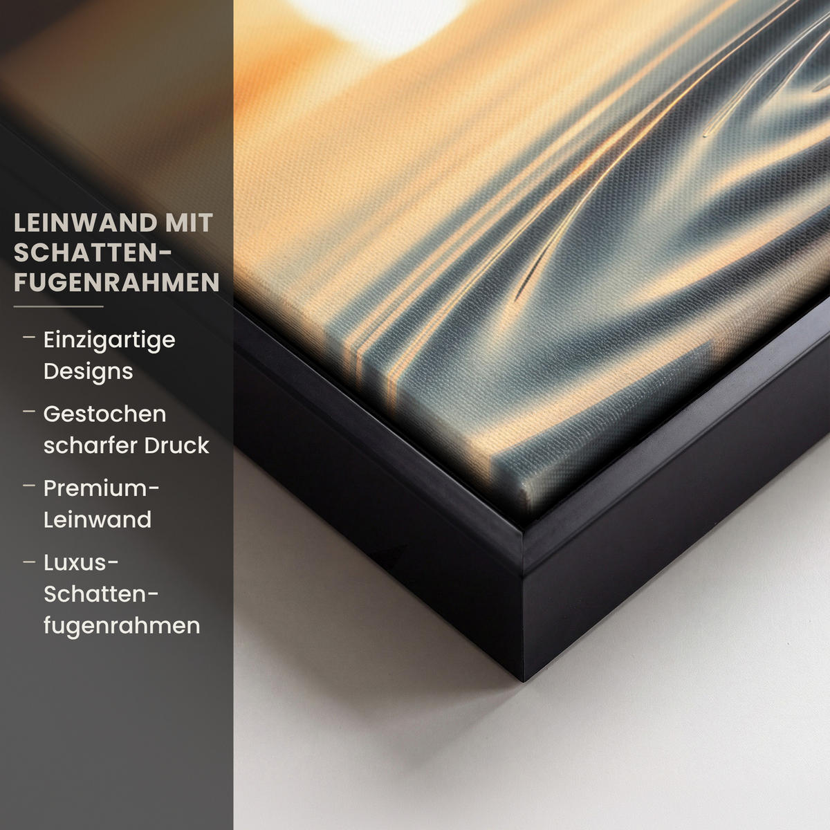 LEINWAND Bilder mit Rahmen - Herz - Wasser - Sonnenuntergang - Natur - Zen - 40x30 - Bernsteinfarben, Textil (40/30cm) - MuchoWow