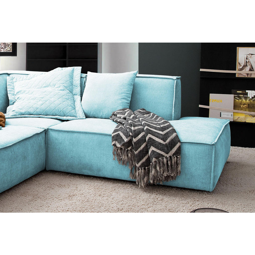Thumbnail - Kawola Ecksofa, Hellblau, Textil, Echtholz, 3-Sitzer, Füllung: Kaltschaum, Ottomane links, L-Form, 226x224 cm, Wohnzimme...