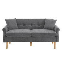 DOPPELSOFA Chenille-Stoff Modern mit dicken Kissen Polster Grau - Grau, Holz (74/77/162cm) - FLIEKS