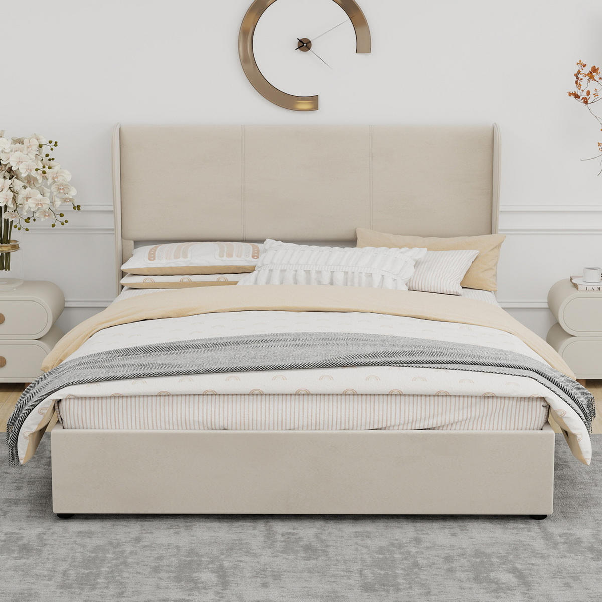POLSTERBETT 160x200 cm Stauraum hydraulisch beige - Beige, Textil (160/200cm) - Fortuna Lai