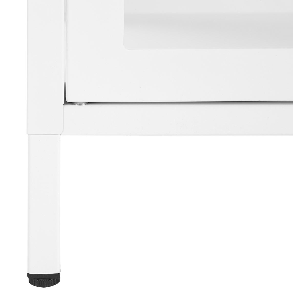 SIDEBOARD mit Glastüren Metall 115 cm Weiß Newport - Weiß, Metall (115/65/35cm) - Beliani