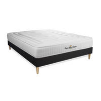 BETT Lancaster Taschenfederkern und Memory-Schaum 180 x 220 cm h3 - Kit Bettgestell Schwarz - Beige/Schwarz, Karton/Holz (180/220cm) - ROYAL PALACE BEDDING