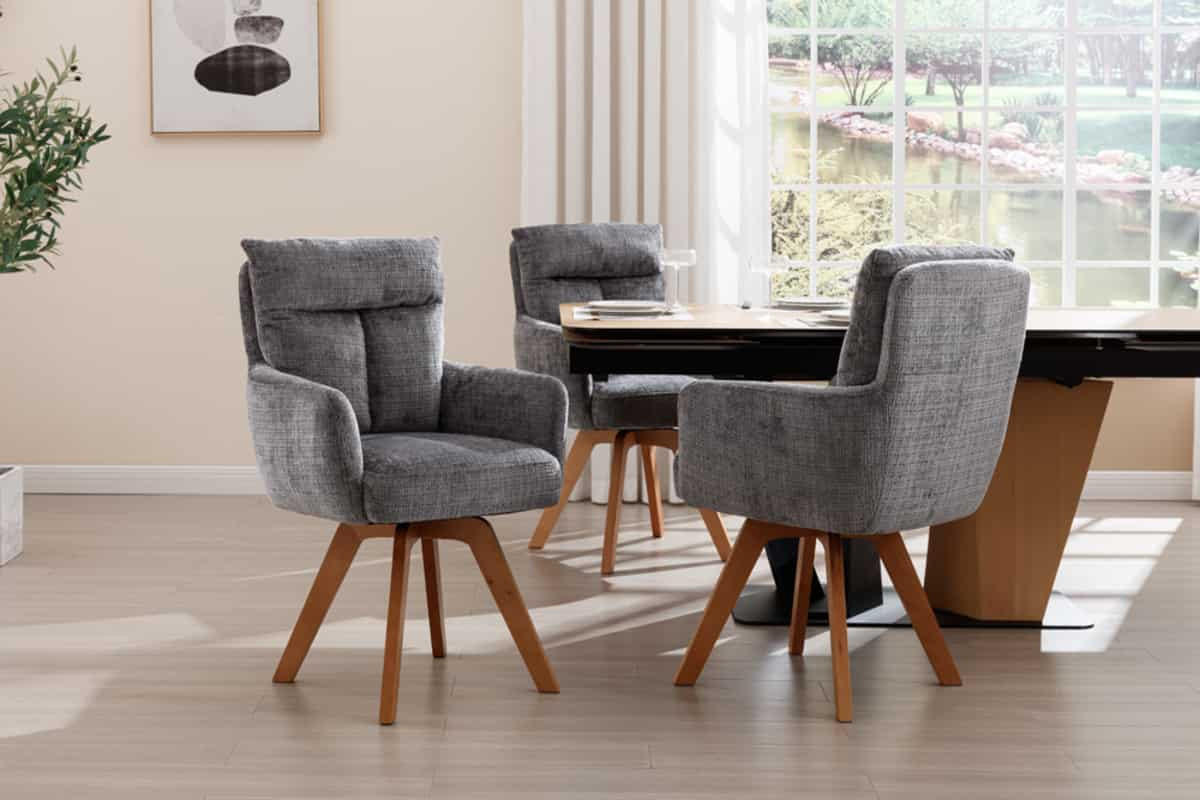 STUHL BIG GEORGE Chenille Grau 90 cm - Braun/Grau, Holz/Kunststoff (60/92/67cm) - riess-ambiente