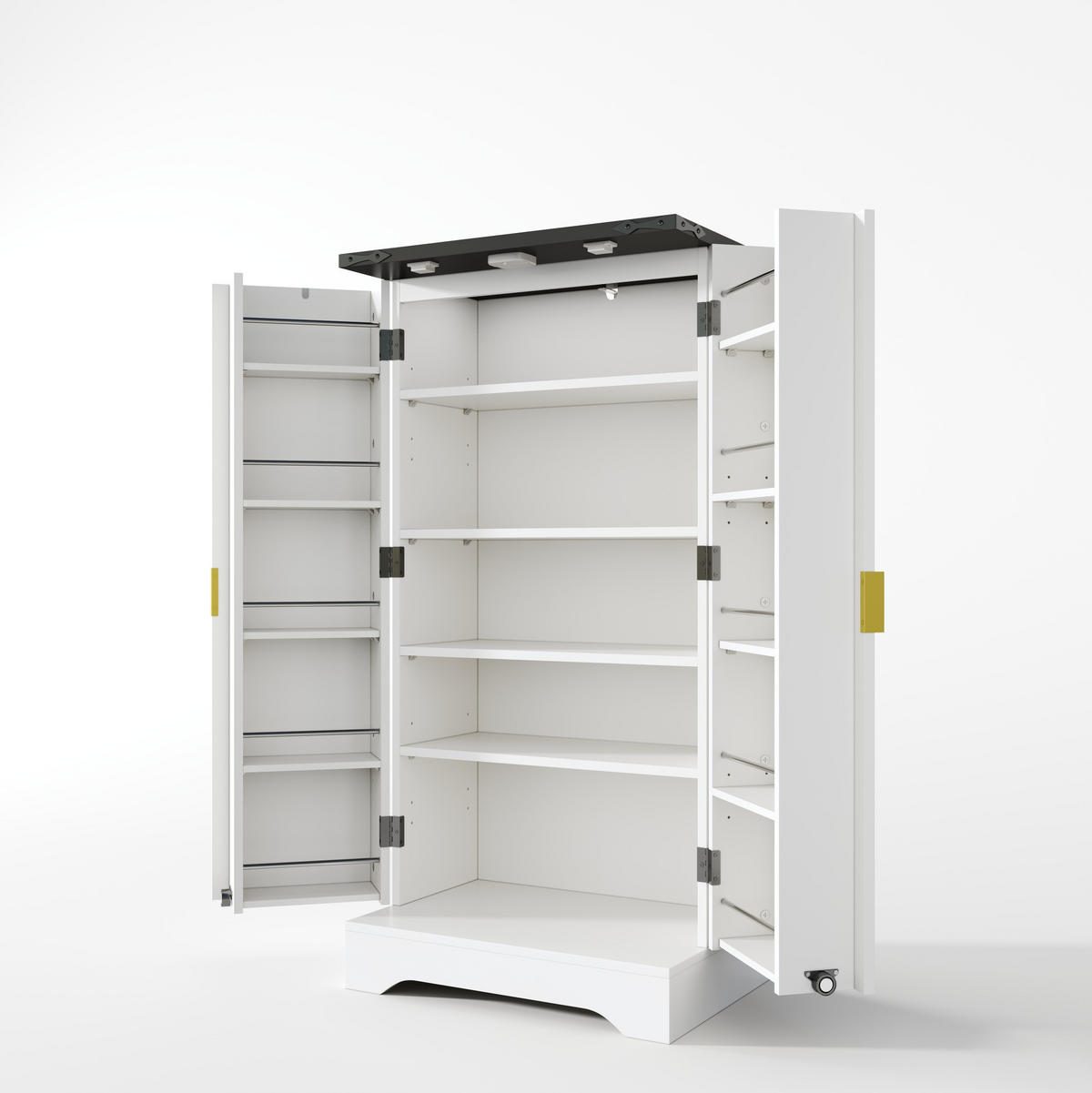ANRICHTE Hochschrank 120/60,5/40 cm aus MDF mit LED-Sensorlicht und verstellbaren Einlegeböden Weiß - Weiß, Holzwerkstoff (60.5/120/40cm) - Modenvie