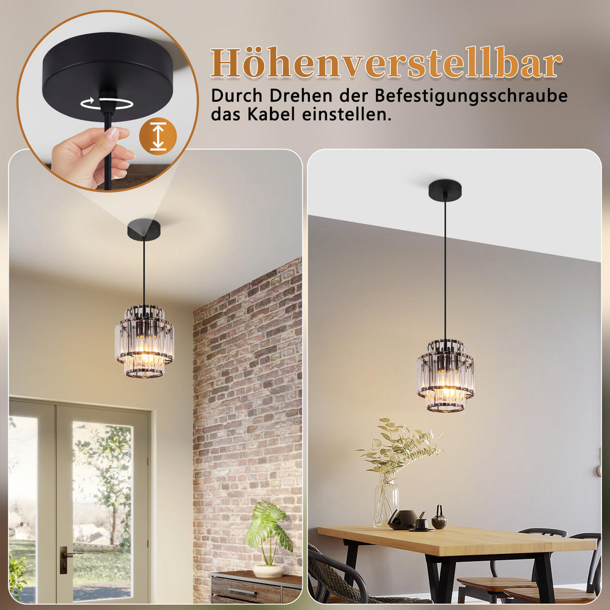 PENDELLEUCHTE Marenor 16/16/143 cm - Schwarz, Glas/Metall (16/16/143cm) - ZMH
