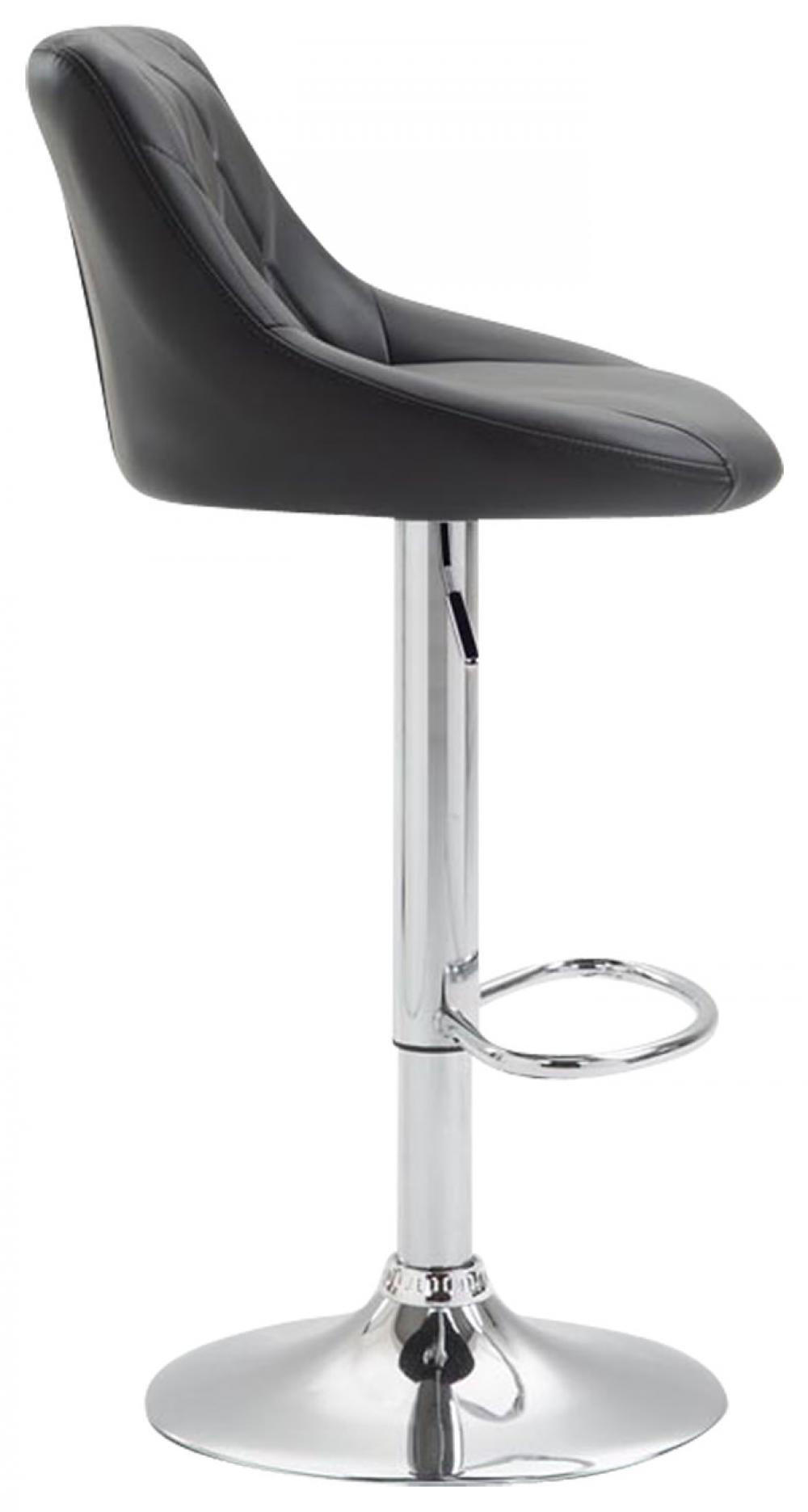 BARHOCKER 2er Set Lederlook schwarz - Chromfarben/Schwarz, Textil/Metall (46/83/49cm) - CLP