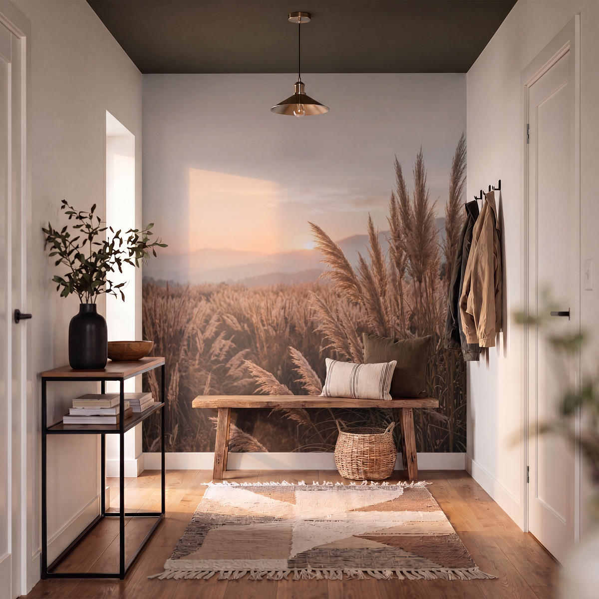 TAPETE - Gras - Feld - Sonne - Natur - 160x200 cm - Sandfarben, Papier (160/200cm) - OnlyWow