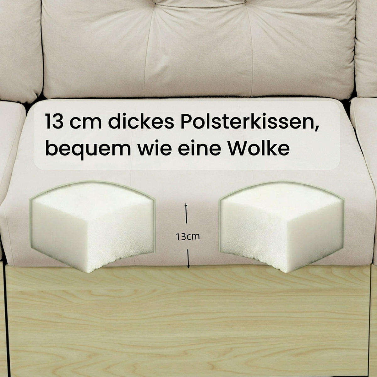 ECKSOFA 228/115/78 cm Beige mit ausziehbarer Ottomane, USB-Anschluss und Stauraum - Beige, Textil (228/80cm) - Oxeza