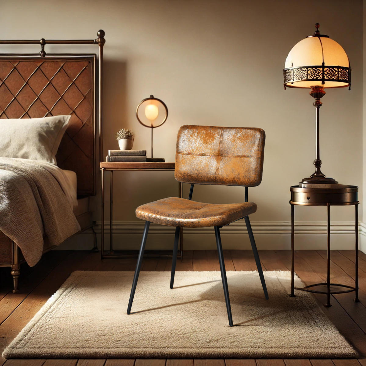 ESSZIMMERSTUHL in Eisen Webstoff (4er-Set) - Braun, Metall (48/81.5/57cm) - Meubles Cosy