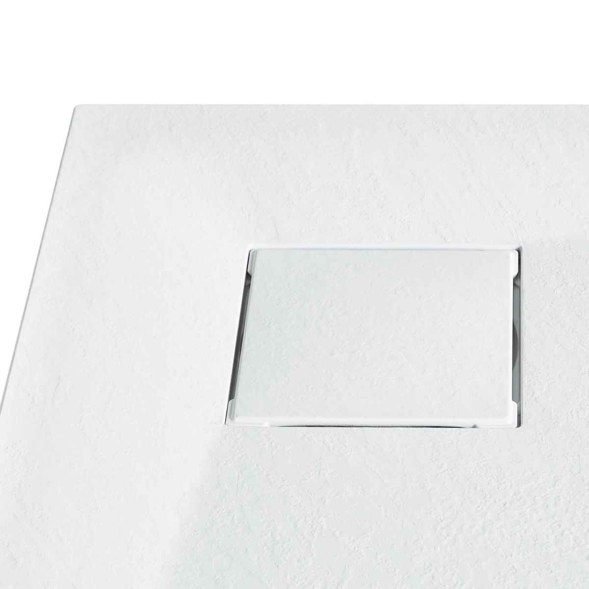 CĂDIȚĂ DE DUȘ 90/90/3 cm albă Paron - alb, material plastic (90/3/90cm) - Beliani
