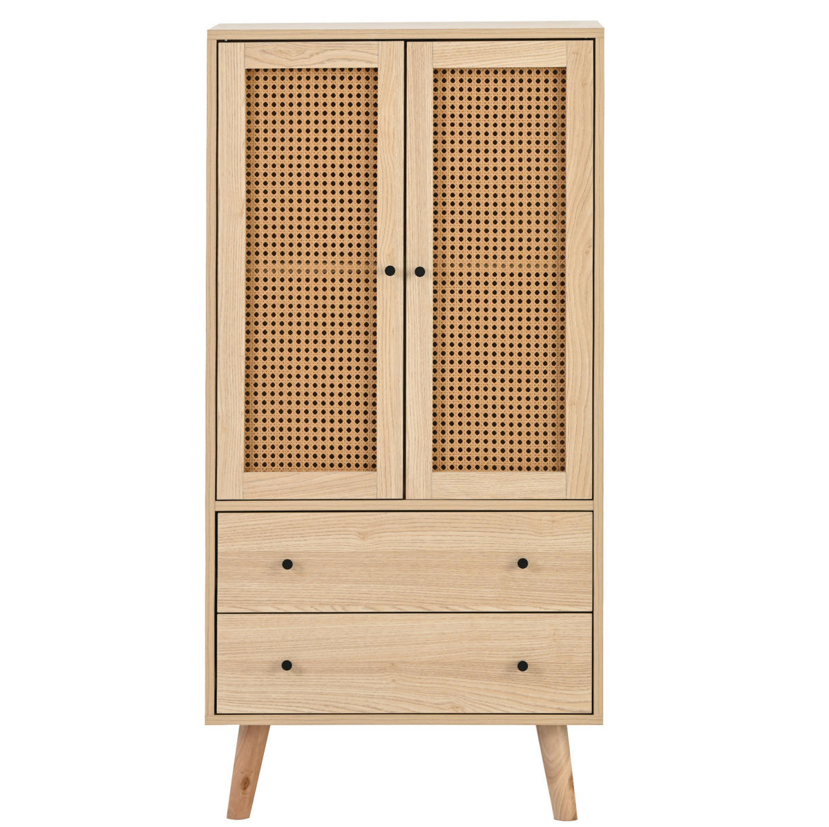 HIGHBOARD 60/40/120 cm in Eiche mit 2 Türen & 2 Schubladen - Eichefarben, Holzwerkstoff (60/120/40cm) - BEAOK