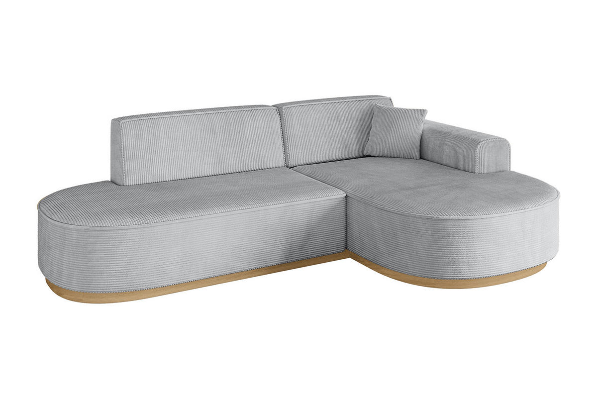 ECKSOFA Ottomane Rechts MARI-L1-v2 - 243x171x83 cm Grau Cord - Grau, Holzwerkstoff/Textil (171/243cm) - ALTDECOR