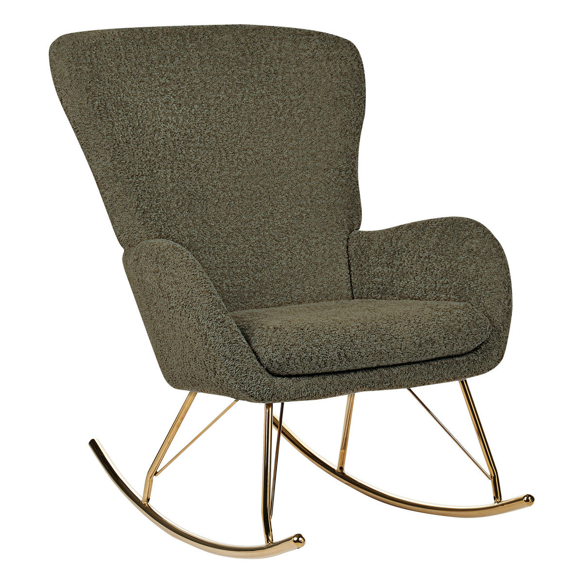 SCHAUKELSESSEL Bouclé Dunkelgrün Anaset - Goldfarben/Grün, Textil (74/99/99cm) - Beliani