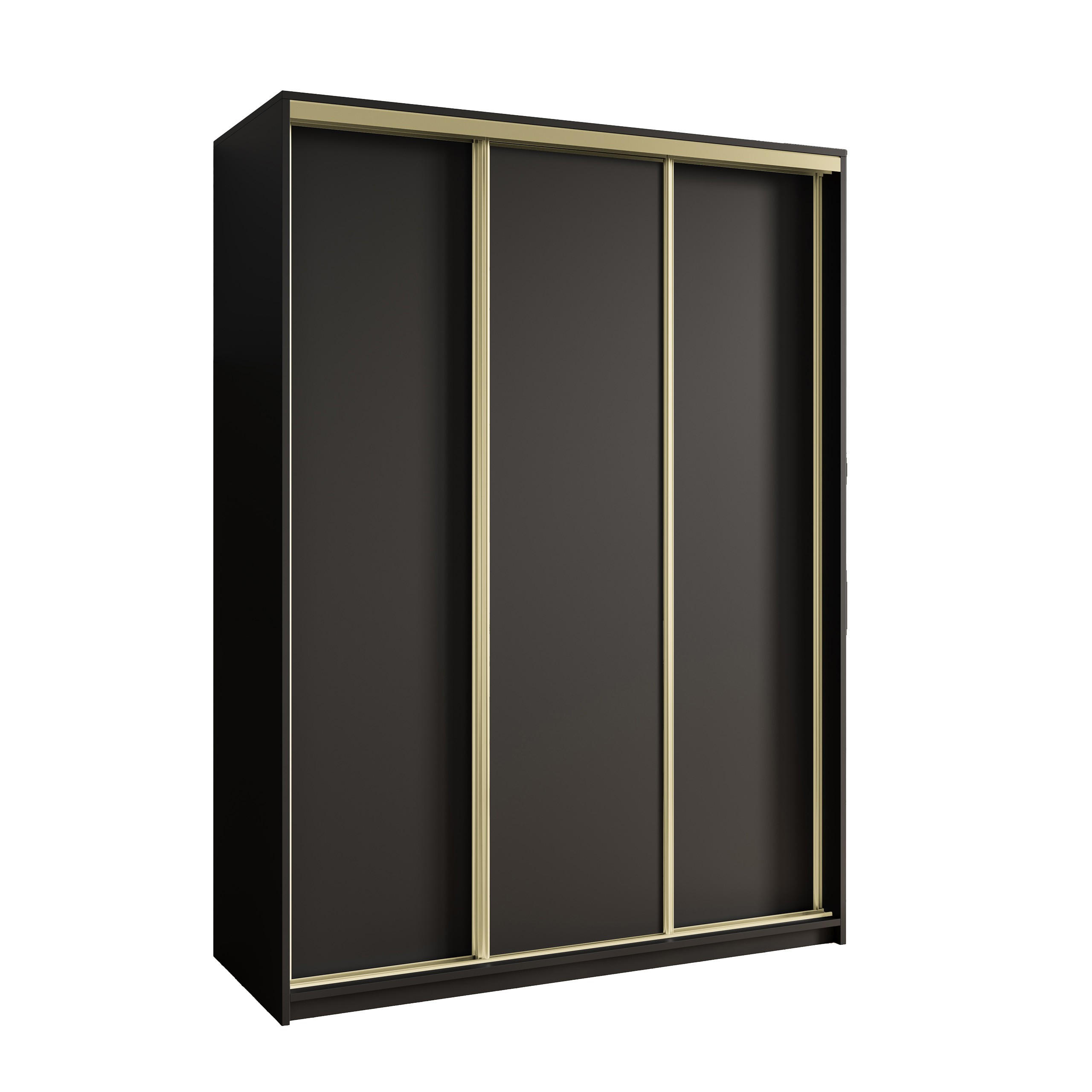 SCHWEBETÜRENSCHRANK NISSE 150/205/60 cm 3-türig Schwarz - Schwarz, Holzwerkstoff (150/205/60cm) - MASSENO