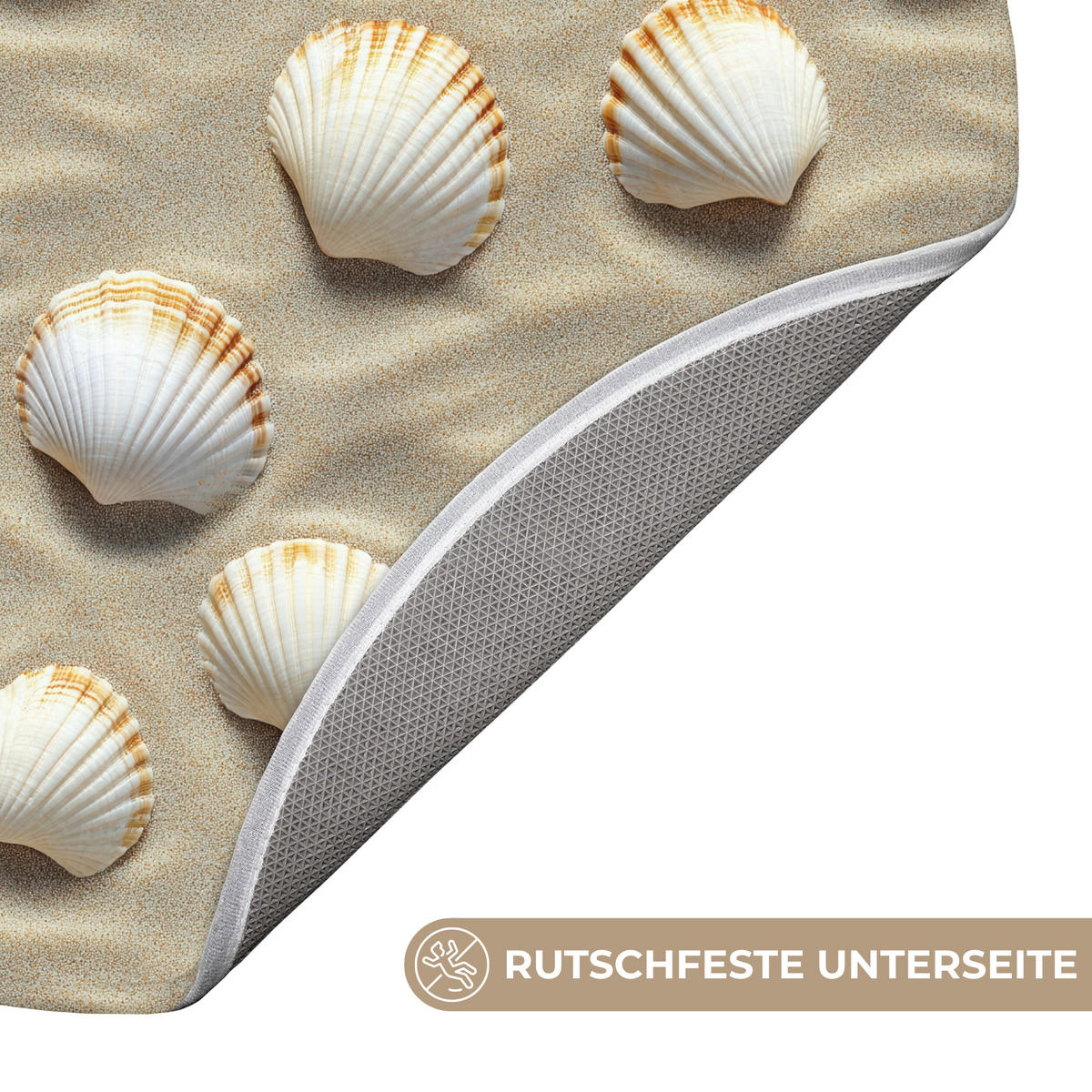KOUPELNOVÁ PŘEDLOŽKA Mušle - Písek - Námořní 70x70 cm - písková barva, textil/plast (70/70cm) - OnlyWow