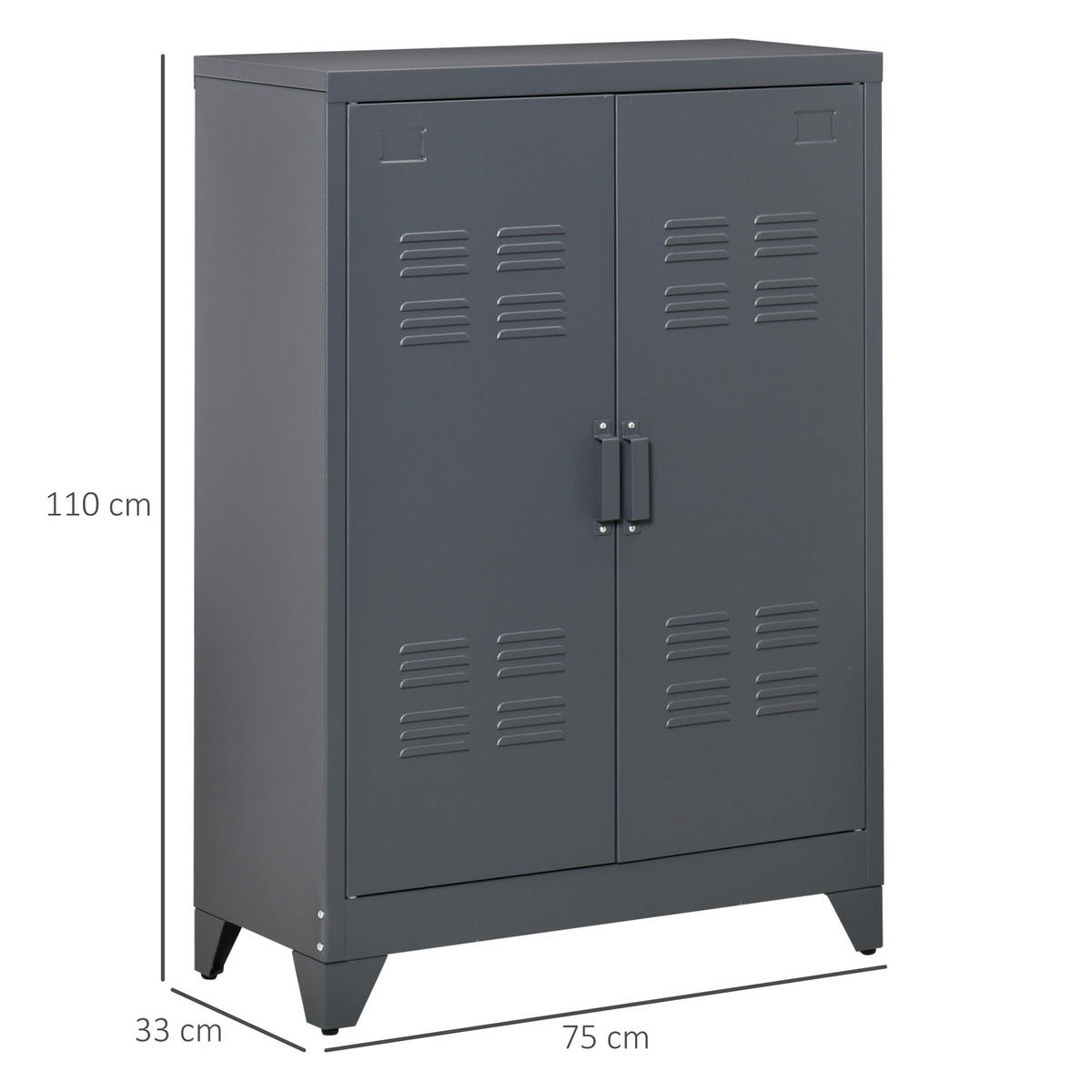 AKTENSCHRANK DE-14410 2 Türen mit verstellbaren Böden Grau - Grau, Metall (33/110/75cm) - ComfortXL