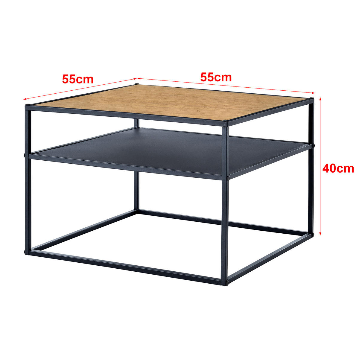 BEISTELLTISCH Quinisut 55/55/40 - Schwarz, Holzwerkstoff (55/55/40cm) - [en.casa]