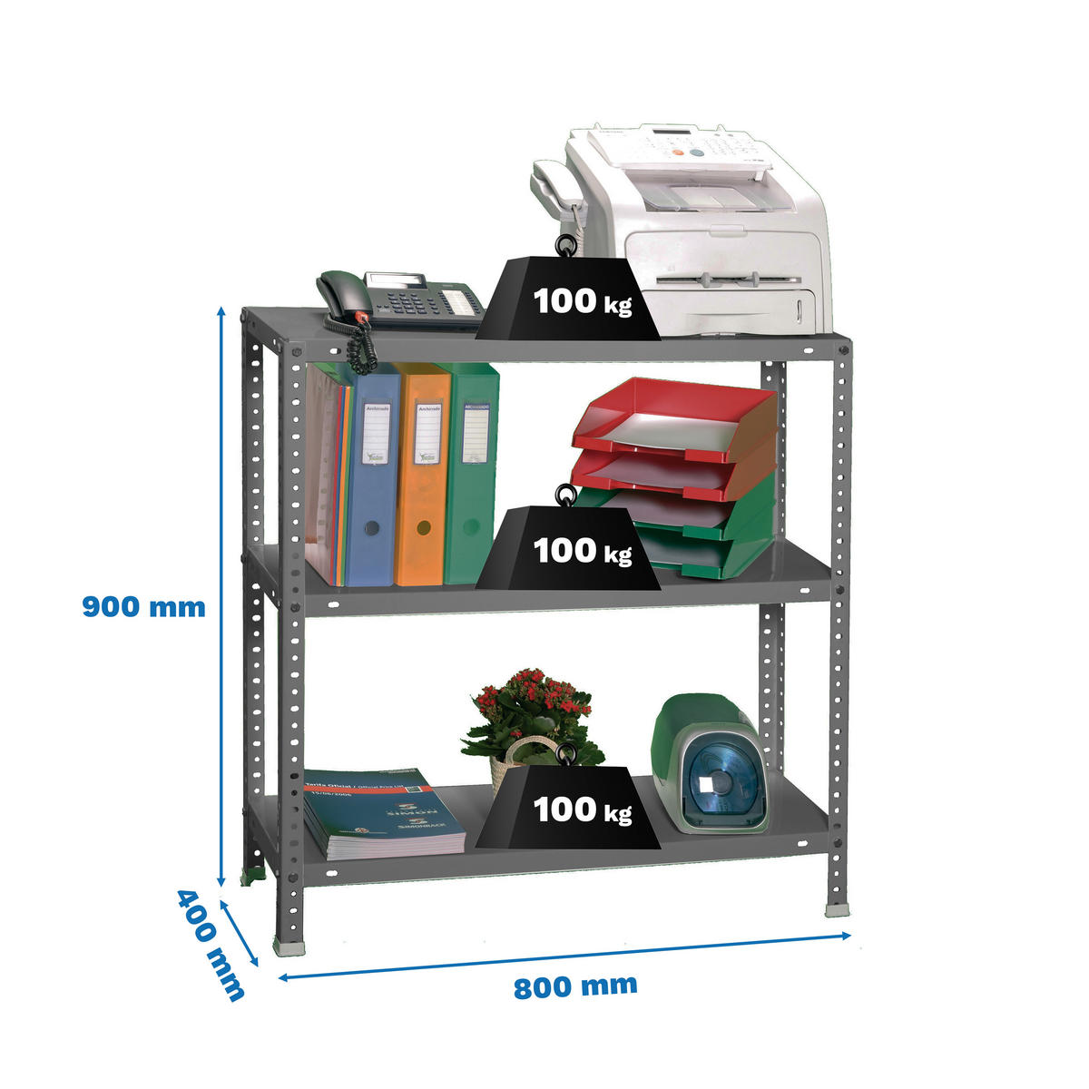 SCHRAUBREGAL PANDA MINI | HxBxT 90x80x40cm | Fachlast 100kg | Grau - Grau, Metall (80/90/40cm) - PROREGAL