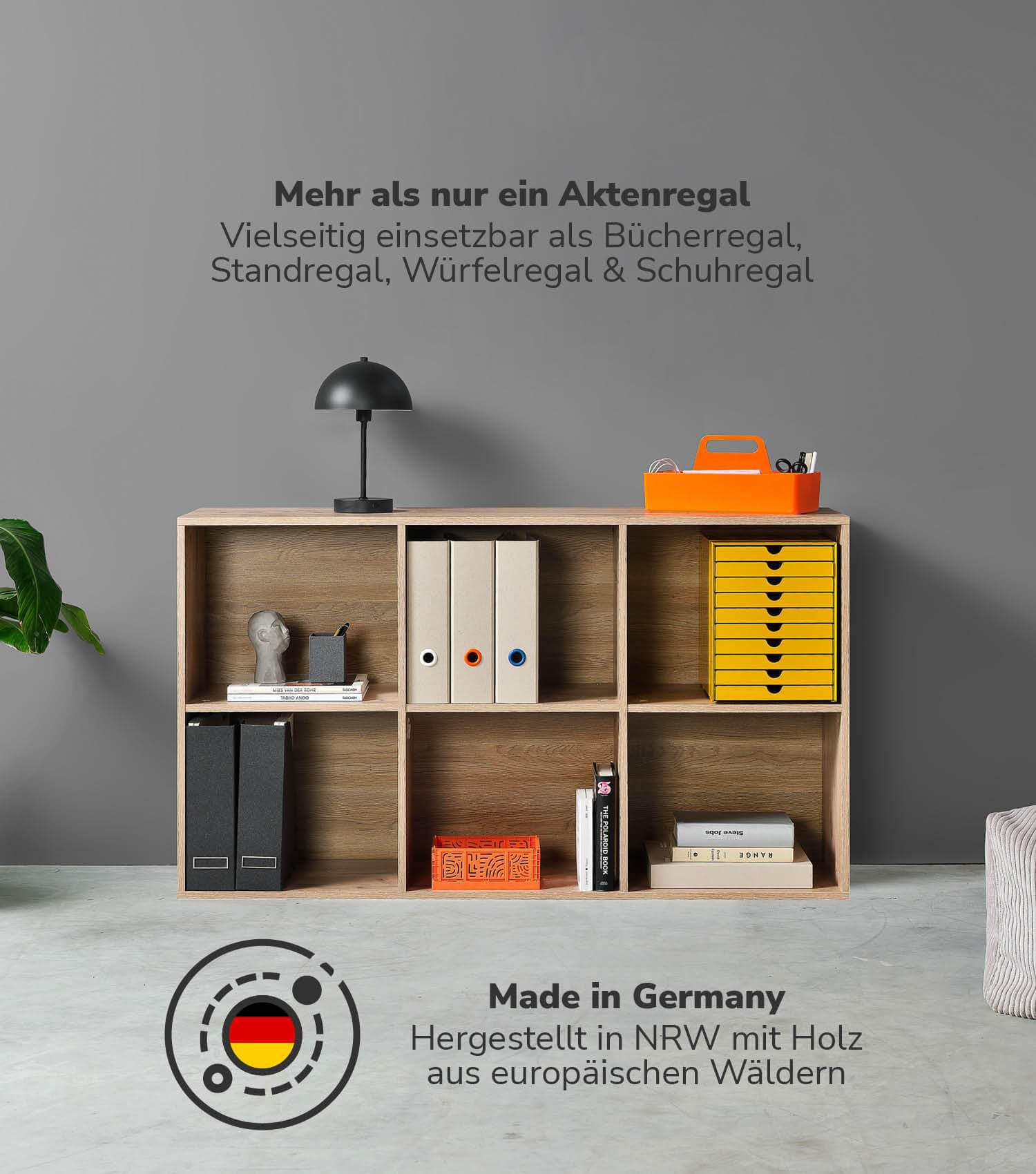 AKTENREGAL Der Verstauer - Eichefarben, Holzwerkstoff (132/75/35cm) - Mokebo