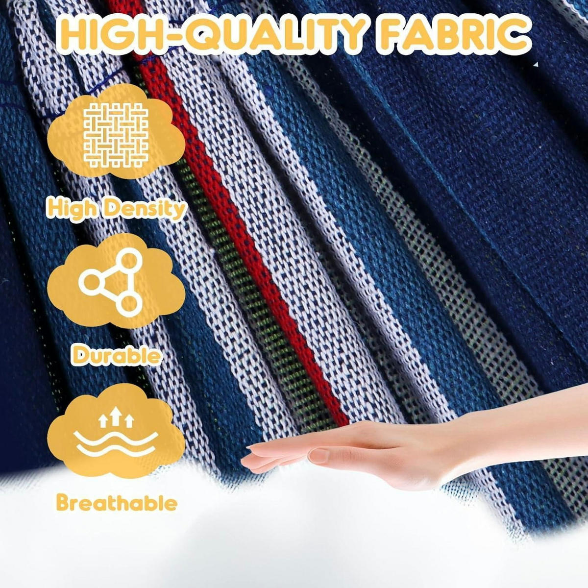 HÄNGEMATTE Baumwolle Dunkelblau/Weiß Tragkraft 300 kg - Multicolor, Textil (150/2.5/210cm)