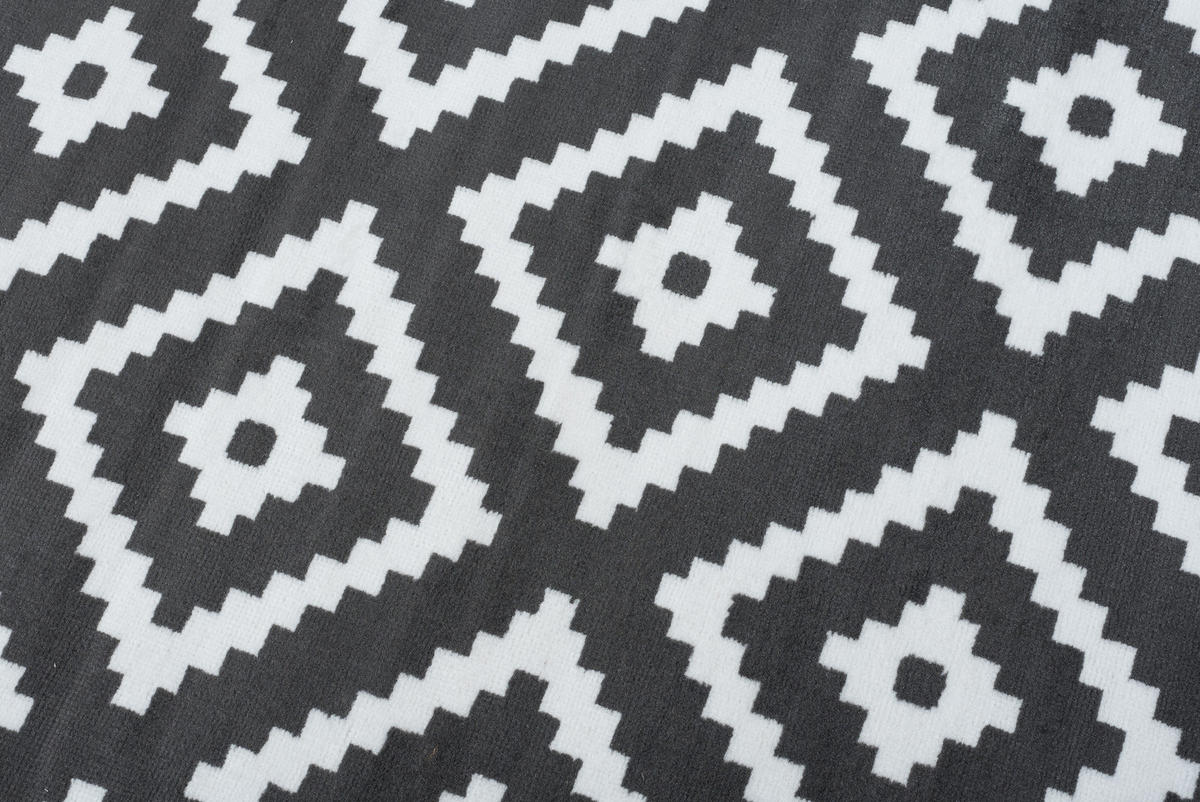 TEPPICH LUXURY Grau Marokkanisch Karo 120/170 cm - Dunkelgrau, Textil (120/170cm) - Tapiso