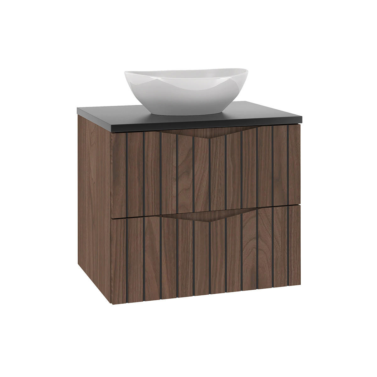 WASCHTISCH 60.6cm Siena Holz und Schwarz - Schwarz, Holzwerkstoff (60.6/52.2/46.5cm) - Petits-meubles