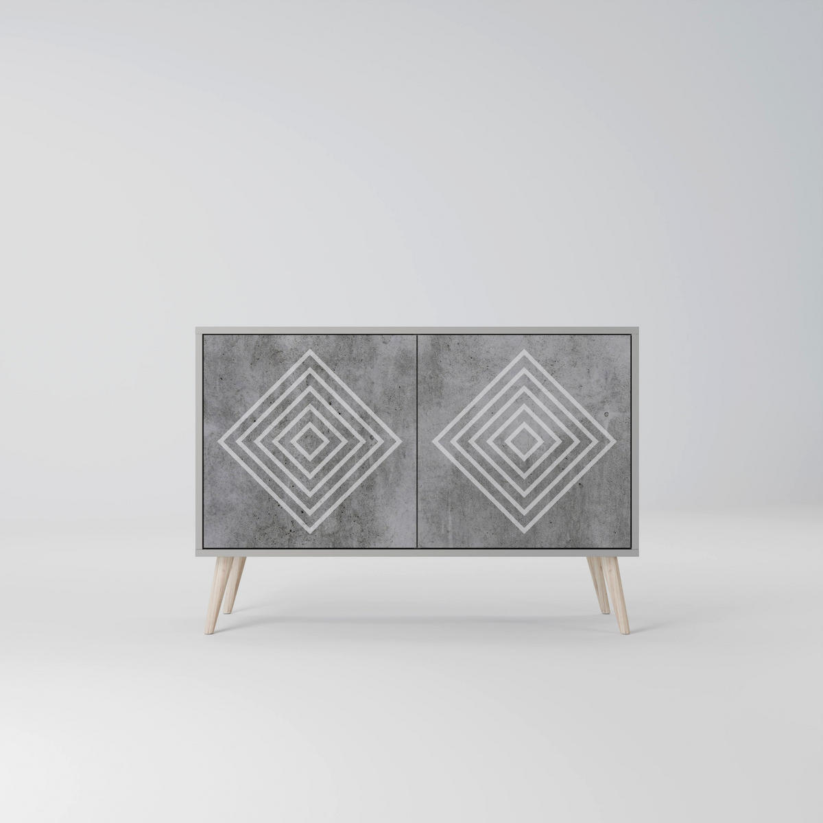 SIDEBOARD POLYGONAL ARTISTRY, Eicheneffekt, 111x42x77,5 cm, 2 Türen - Eichefarben/Buchefarben, Holzwerkstoff/Buchenholz (111/77.5/42cm) - SpaceRebels