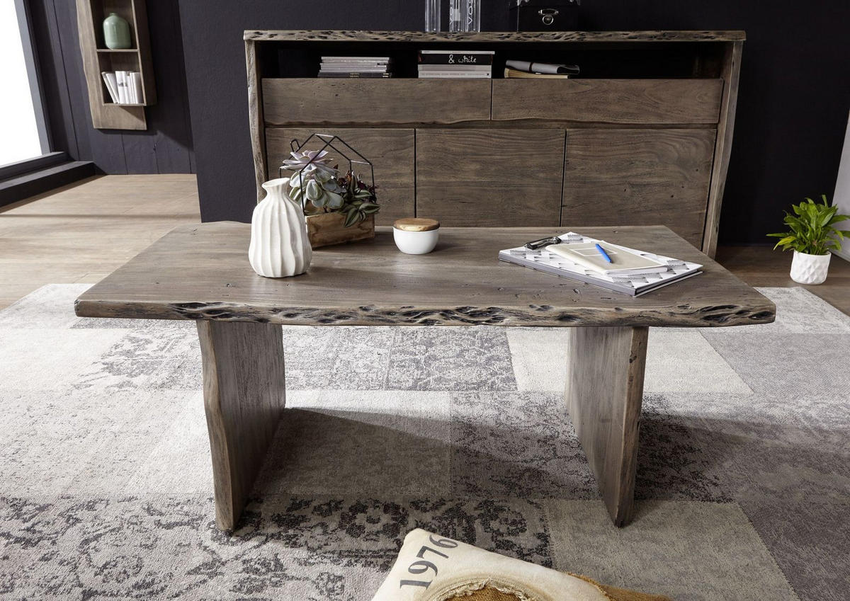 COUCHTISCH Akazie 120x60x45 Akazie grau lackiert PURE ACACIA #427 - Grau, Holz (120/60/45cm) - Massivmoebel24
