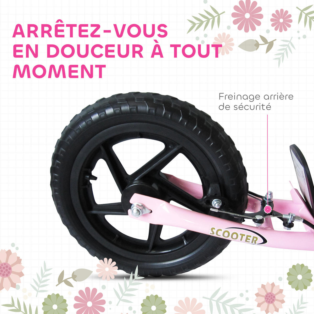 KINDERROLLER DE-16938 30 cm EVA-Reifen höhenverstellbar Pink - Pink, Metall (120/52/88cm) - ComfortXL